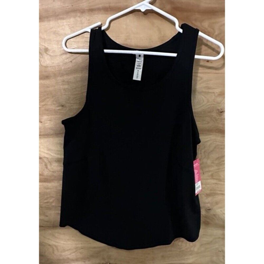 NWT YOGALICIOUS Black Small SLEEVELESS TANK TOP CURVED SEAM Ty18381